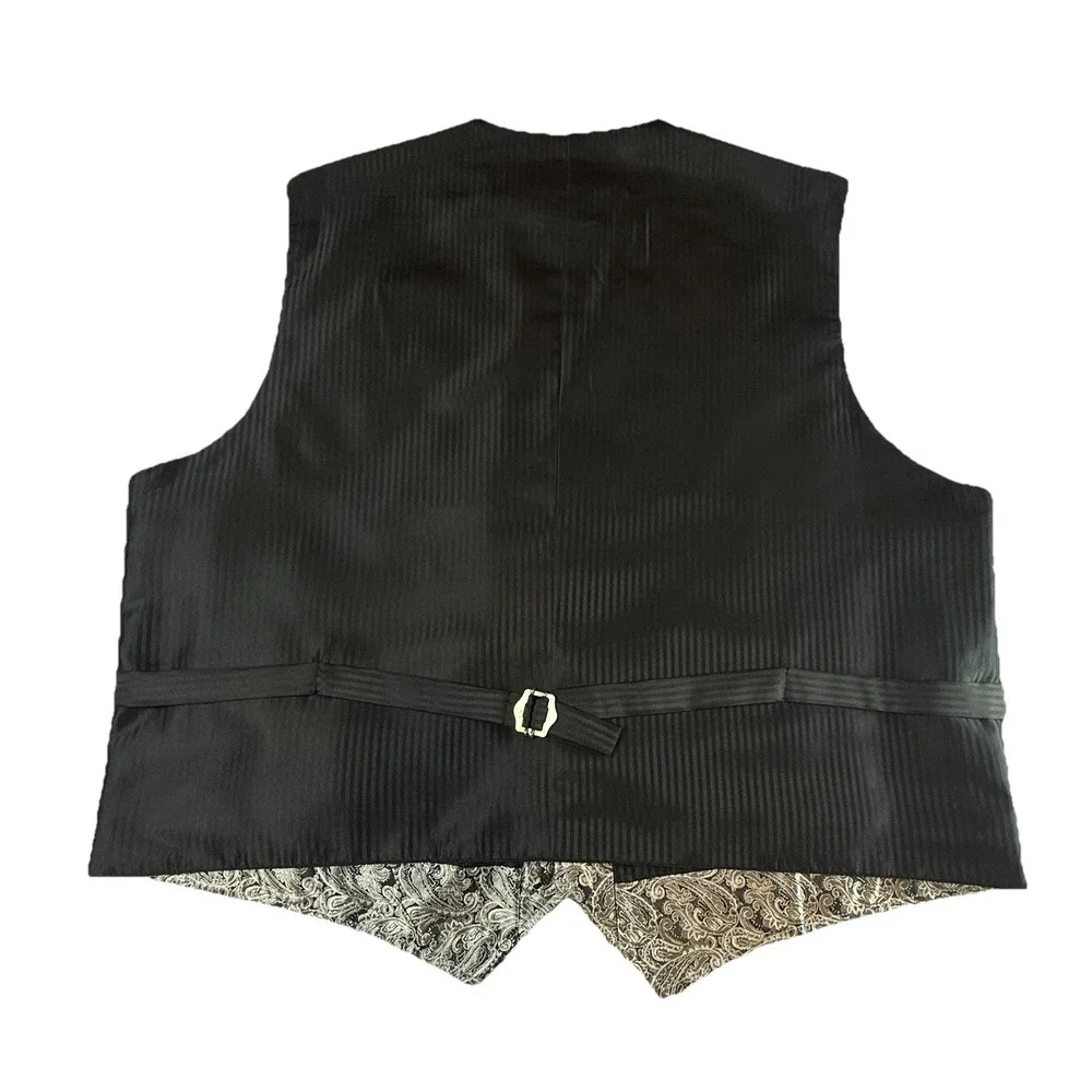 CODY JAMES Vest Mens 2XL Silver Black Paisley Western Formal Adjustable Back